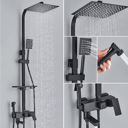 RainFlow Premium Messing Douchekraan Set met Regendouchefunctie - Luxe Chroom Afwerking