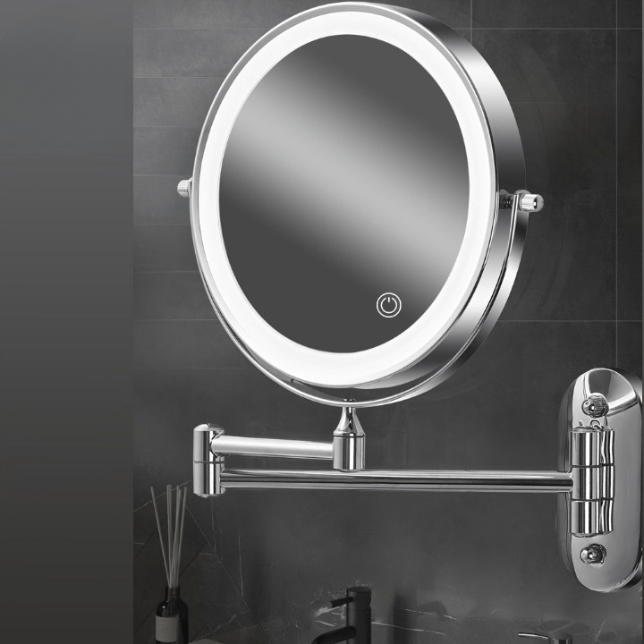 LumiMirror Pro: Luxe Dubbelzijdige Wandspiegel met Verstelbare LED & Krachtige Vergroting