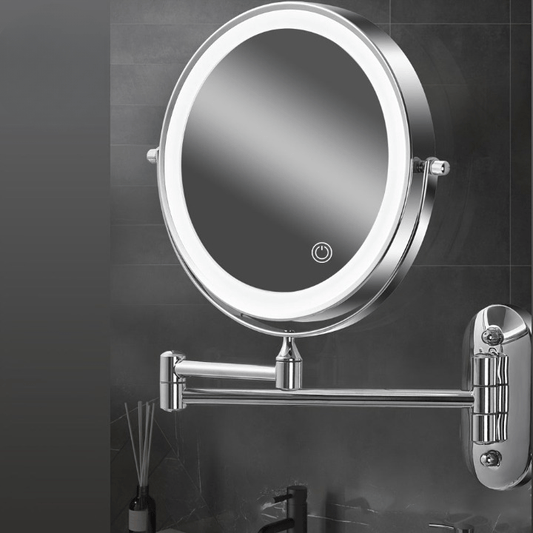 LumiMirror Pro: Luxe Dubbelzijdige Wandspiegel met Verstelbare LED & Krachtige Vergroting