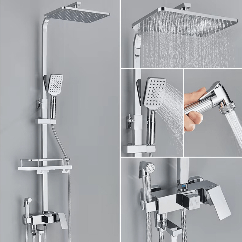 RainFlow Premium Messing Douchekraan Set met Regendouchefunctie - Luxe Chroom Afwerking