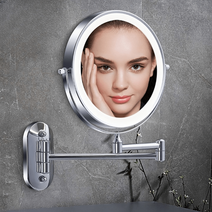 LumiMirror Pro: Luxe Dubbelzijdige Wandspiegel met Verstelbare LED & Krachtige Vergroting