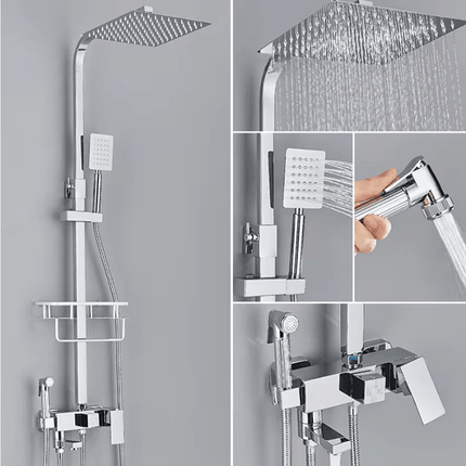 RainFlow Premium Messing Douchekraan Set met Regendouchefunctie - Luxe Chroom Afwerking