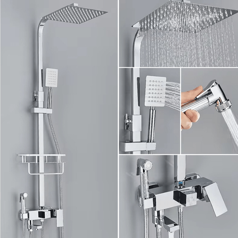RainFlow Premium Messing Douchekraan Set met Regendouchefunctie - Luxe Chroom Afwerking