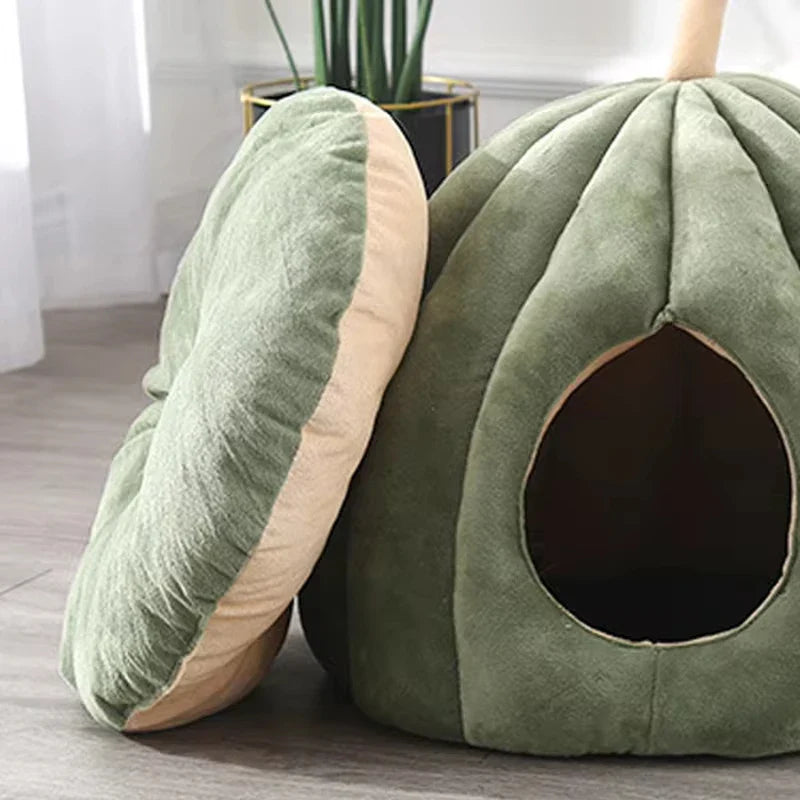 PumpkinPaws | Knus Gesloten Kattenbed voor de Winter
