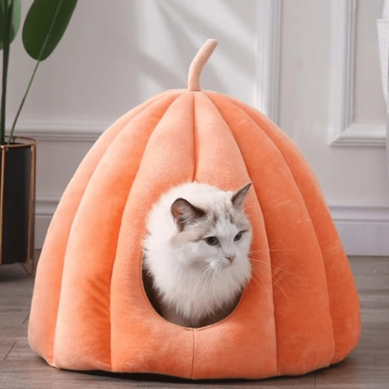 PumpkinPaws | Knus Gesloten Kattenbed voor de Winter